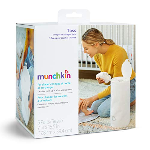 Munchkin® Toss™ Portable Disposable Diaper Pail, 5 Pack And Diaper Bag Dispenser #TOP5