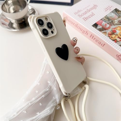 Coque iPhone 13 cordon amovible silicone blanc coeur - 4