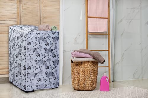 Image of Classic Top Load Washing Machine Cover Suitable for Godrej 6 Kg, 6.5 Kg, 7 Kg, 7.5 Kg (57cmsX56cmsX86cms, Half White & Grey, Medium)