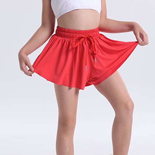 Flowy Shorts Girls Preppy Shorts 2 in 1 Butterfly Running Shorts with Pockets for Dance Gym Sports Playground3