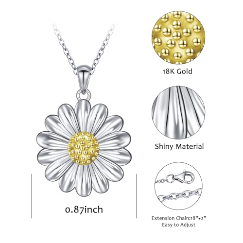 S925 Sterling Silver Floral Jewellery Flower Pendant Necklace for Women Birthday Gift3