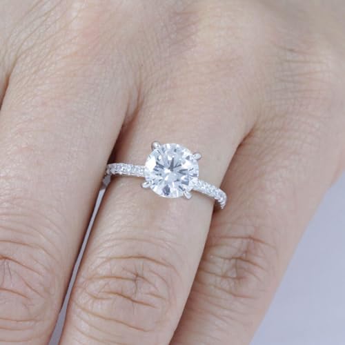 1.9CT Hidden Halo Round CZ Engagement Ring 925 Sterling Silver Size 2.5-15 M68843