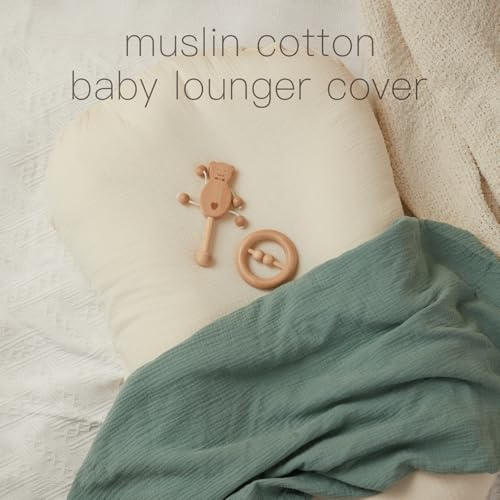 Image of Baby Lounger Cover, Muslin Baby Nest Cover 2 Pack, 100% Cotton Newborn Loungers Covers, Infant Lounger Covers Breathable Adjustable Slipcover for Boys Girls