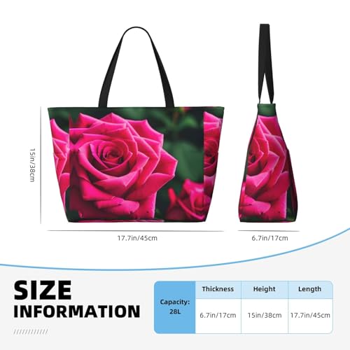 Rose Flower Large Beach Tote Bag Women Beach Tote Bag For Pool Gym Grocery Travel With Multiple Pocket4