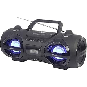 REFLEXION CDR900BT Draagbare Boombox met cd-speler en FM-radio (Bluetooth, FM-radio, MP3, USB, SD, CD, hoofdtelefoonaansluiting, afstandsbediening, LCD-display, 200 watt), zwart