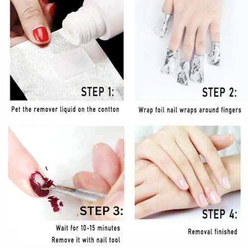 Image of THR3E STROKES Acrylic Remover Kit, Gel Nail Polish Remover with Nail scrapper, 100pcs Foil nail Wrap, Quick & Easy Polish Remover In few Minutes Don't Hurt Your Nails 100ml