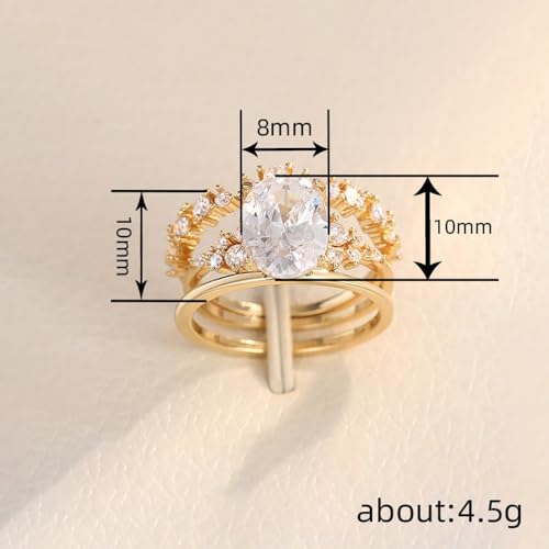 3 PCS Gold Plated White Cubic Zirconia Engagement Rings Wedding Bridal Band Promise Rings Evening Parties Anniversary Valentine's Day Gifts Eternity Bands for Women2
