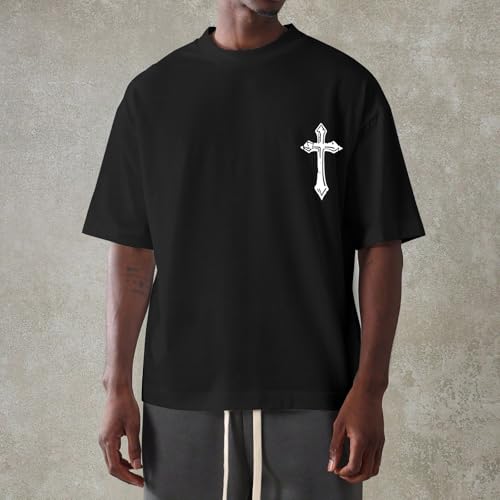 BINTEHGS Men's Christian Faith T-Shirts Inspirational Bible Verse Shirt Cross Oversized Tshirts for Men Jesus Graphic Tees3