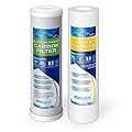 1 Standard Coconut Shell Block Carbon & 1 Four Layers of Filtration Polypropylene Sediment 5 Micron 2.5"x 10" Water Filter Cartridges Universal replacement for Reverse Osmosis & Standard 10” Housing