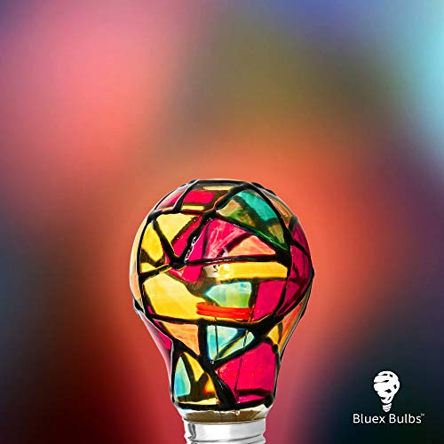2 Pack Led Stained Glass Light Bulb A19 2W (25W Equivalent) E26 Base Painted Light Bulb Night Light Mosaic Light Bulb Party Light Bulb Stainglass Light Bulb - Tiffany Light Bulbs Atained Glass #TOP4