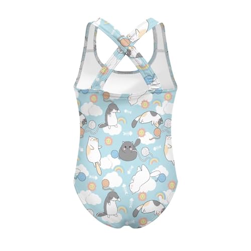 Image of Girls One Piece Swimsuits Quick Dry Beach Bathing Suit Crossback Swimwear 5-14 Years