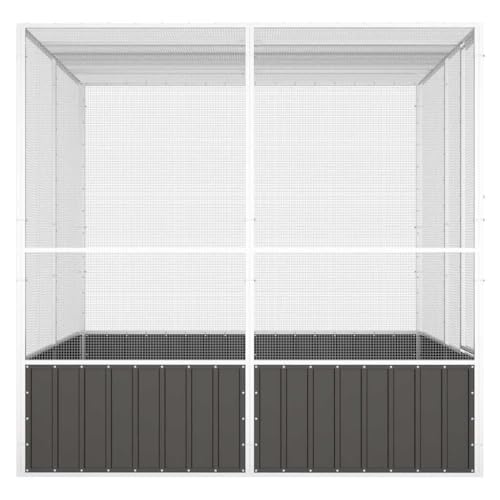 Emmtore Vogelvoliere Innen Außen Aufzuchtkäfig,All-in-One-Vogelkäfig Außenvoliere Käfig Vogelhaus Voliere,Verzinkter Stahl Vogelkäfig,Anthrazit,213.5 x 217.5 x 211.5 cm