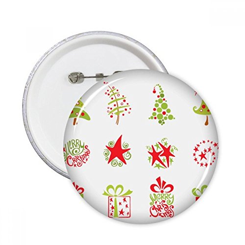 Badge bouton Joyeux Noël Arbre illustration rouge XL décoration textile lot de 5