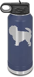 Affenpinscher Laser Engraved Water Bottle Customizable Polar Camel Stainless Steel with Straw - Dog Canine pet Navy Blue 32 oz