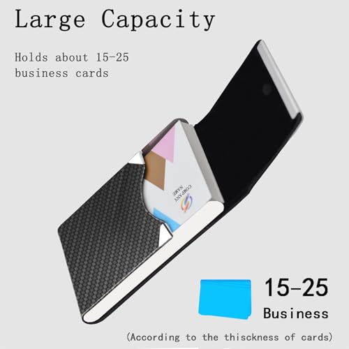 Business Card Holder with Ultra Slim Design,Business Card Case with Premium PU Leather,Suit Pocket Metal Card Holder for Women/Men,Professional Name Card Holder with Magnetic Shut (Black1) - Image 5