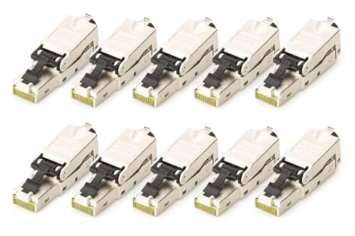 DIGITUS Netzwerkstecker Cat 6A – 10 Stück – Geschirmt – 10 Gbit/s