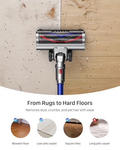 Image of Cordless Vacuum Cleaner for Home - Powerful Stick Vacuum with HEPA Filter, 55-Min Runtime, LED Light, Anti-Tangle Brush, Detachable Battery,Lightweight Vacuum for Pet Hair,Carpets & Hard Floors
