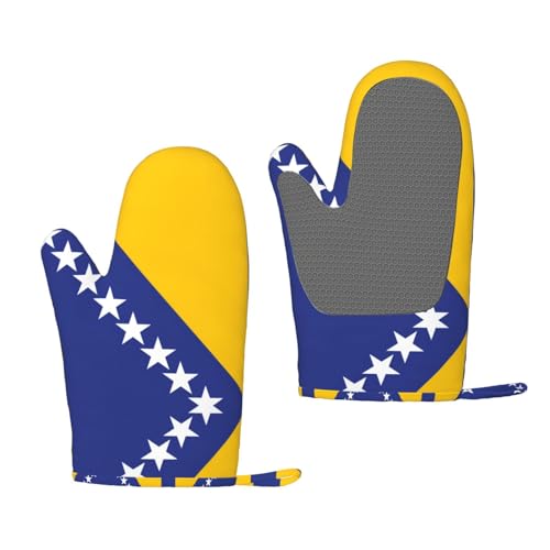 Gants résistants à la chaleur Drapeau de la Bosnie-Herzégovine Passent au four et au micro-ondes