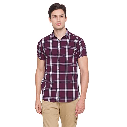 Image of Spykar Men's Slim Shirt (8907966630215 Wine Red L)
