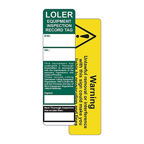 LOLER Equipment Inspection Tagging Kit 10 Holders 20 Inserts 2 Pens, Various, 210 x 55 x 6mm - Image 3