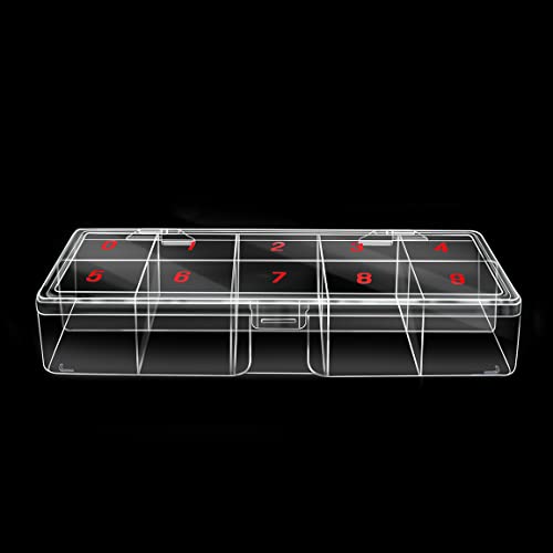 Beauticom Usa Small Empty 10 Space Nail Art Tip Storage Organizer Box Case - Clear Color - For False Nail Tips, Vitamins, Accessories, 10 Sections #TOP5