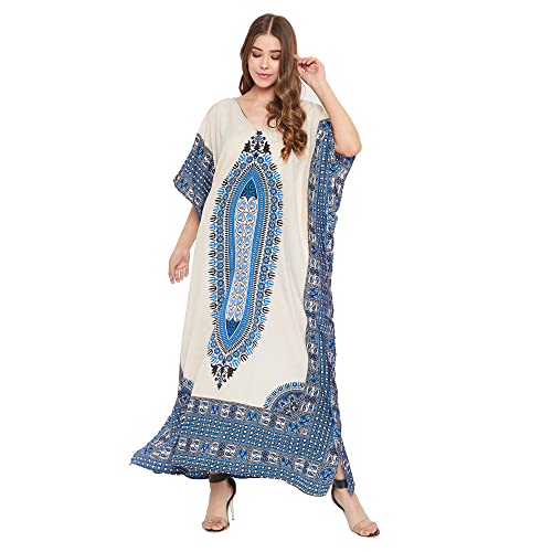 Image of Oussum Women Plus Size Kaftan Kimono Loose Maxi summer dresses for women Beach 3 /4 Sleeve Casual lounge dress Boho