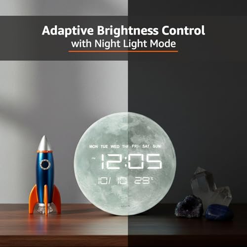 Image of Amazon Basics LED Digital Wall Clock with Auto Brightness, HIPS, USB Powered, 12 /24 Hour Format, Modern Square Display for Bedroom or Living Room (Size: 32 x 32 x 3.2 cm)