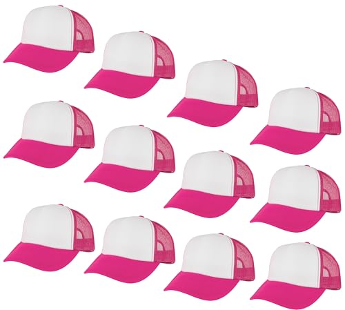 Image of Gelante 12 Pcs Sublimation Blank Trucker Hats - 5 Panel Mesh Snapback Baseball Cap Bulk