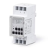 Digitale Zeitschaltuhr für Hutschiene | Einbau in Zählerschrank Schaltschrank Schalttafeln | 3600W | LCD Display | Wochenzeitschaltuhr Zeitschalter Schaltuhr Timer | Weiß