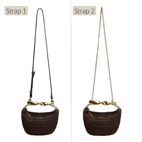 Mini Straw Crossbody Bags for Women Summer Beach Satchels Purse Woven Top-Handle Clutch Handbag with 2 Shoulder Straps4