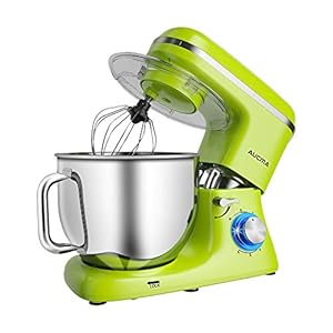 Aucma Stand Mixer,7.4QT 6-Speed Tilt-Head Food Mixer, Electric Kitchen Mixer with Dough Hook, Wire Whip & Beater (Green)