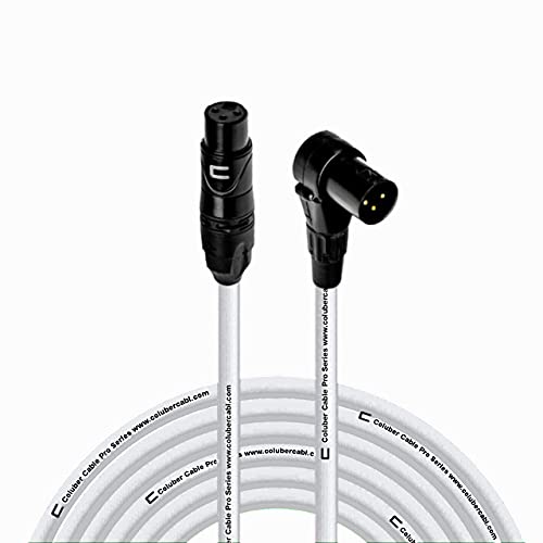 Balanced XLR Cable Female to Right Angle XLR Male - 75 Feet White - Pro 3-Pin Microphone Connector for Powered Speakers, Audio Interface or Mixer for Live Performance & Recording
