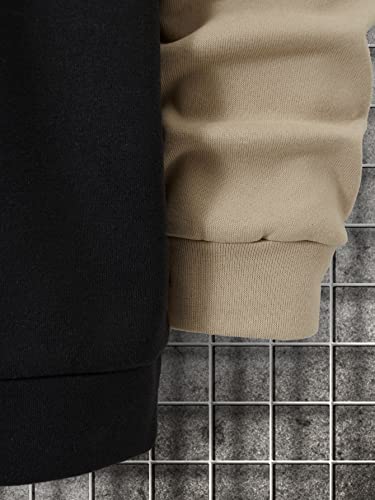 Floerns Men's Casual Colorblock Long Sleeve Sweatshirt Thermal Pullover Tops Black Brown M #TOP3