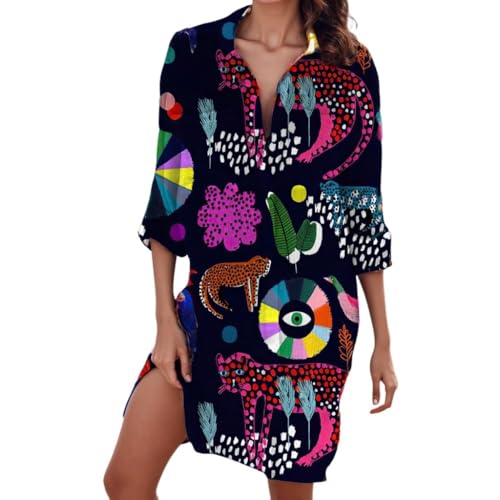 Beach Cover Ups for Women Summer Button Down Midi Shirt Dresses Vacation Swimwear Coverup