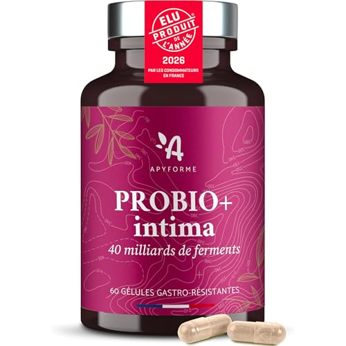 Apyforme - Probio+ Intima - Probiotique Flore Intime - Jusqu'à 40 Milliards UFC/Jour - 4 Souches Lactobacillus Reuteri, Rhamnosus Crispatus et Acidophilus - Fabriqué en France