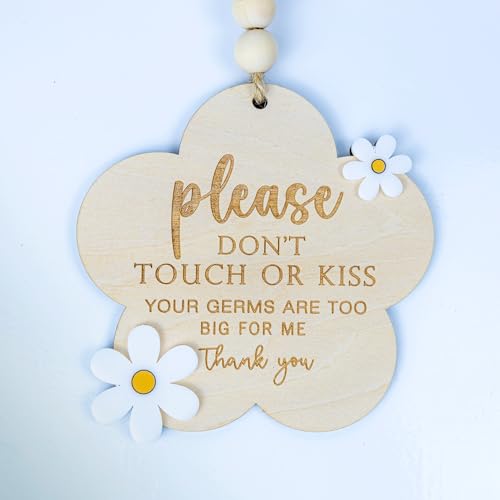 Image of Wooden Please Do Not Touch or Kiss Baby Sign Please Do Not Touch Baby Wooden Sign Baby Shower (A69)