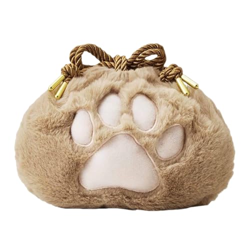 Pequeño estuche de maquillaje de felpa - Pequeño estuche de cosméticos con diseño de pata de gato | Estuche de almacenamiento de maquillaje portátil | Elegante, compacto, perfecto para viajes y uso