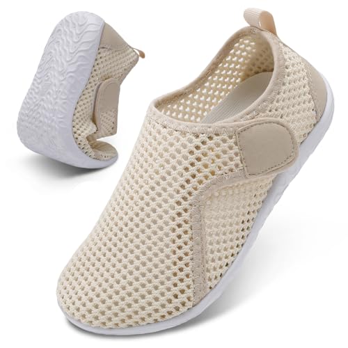XIHALOOK Womens Beach Water Shoes Quick Dry Barefoot for Swim Pool Lake Kayaking Surfing Beige, 8-9 Women/6.5-7 Men