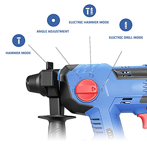 QHYXT Akku-Bohrhammer, bürstenloser wiederaufladbarer 18-V-Hammer, Lithium-Elektrohammer, Schlagbohrmaschine… – Bild 5