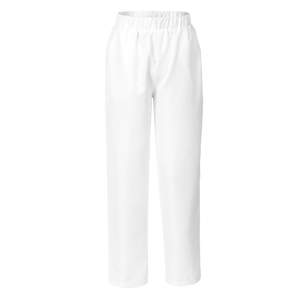 AUYAO Unisex Krankenschwester Hose Medizinische Schlupfhose Kasack Arbeitshose Multitaschen Berufshose Pflege Pflegehose Damen Bügelfrei Krankenhaus Hose Pflegehose für Pflege Praxis Klinik Weiß,M~2XL