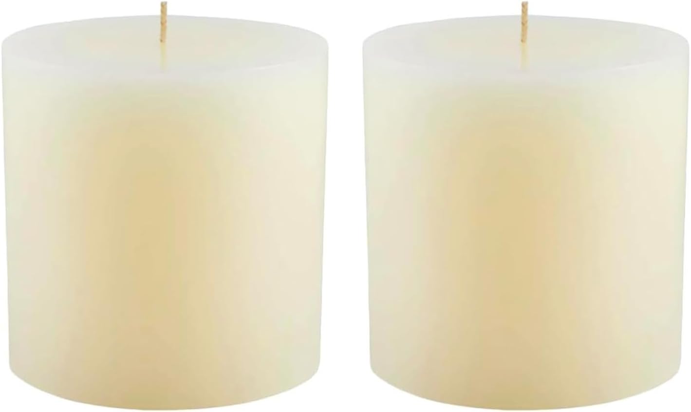 Mister Candle Non Scented Pillar Candle, Unscented 4 x 4 Inch Candles (Set of 2) Hand Poured Ivory Unscented Candles for Home Decor, Premium Wax, Smokeless & Dripless, 80 Hour Burn Time