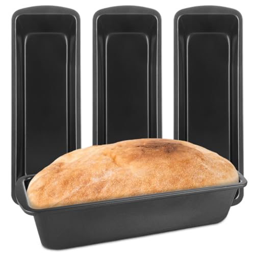AKOLAFE 4 Pack Large Loaf Pans Nonstick Banana Bread Pan for Homemade Bread Baking Pan for Oven Metal Meatloaf Pans Sandwich Bread Loaf Pan for Baking Bread Tins for Baking Meat Loaf Cake (Inner 10x3)