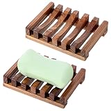 TIESOME 2 Stück Seifenschale Holz, Seifenhalter aus Massivholz für Dusche Bad Halter Waschbecken...
