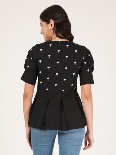 Image of Brownverse Pure Cotton Women's Embroidered Top