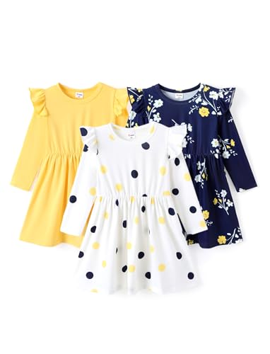 PATPAT Mädchen Kleid Set - 3-Teiliges Klassisches Prinzessin Langarm...