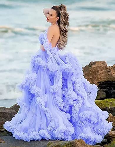 Molisa Tulle Maternity Dress for Photoshoot Puffy Ruffles Bridal Lingerie Bathgown Sheer Baby Shower Pregnancy Gowns4