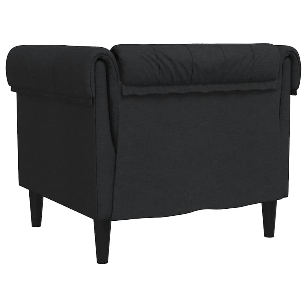 vidaXL Chesterfield Sessel, Polstersessel mit Armlehnen Rückenlehne Stützbeine, Loungesessel für Wohnzimmer, Clubsessel, Modern, Schwarz Stoff