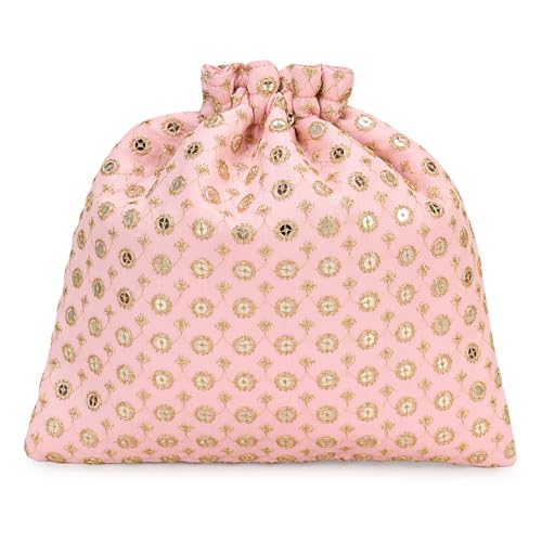 Image of LONGING TO BUY Indian Embroidered Pearl Potli Bag For Women, Sequence Design with Tassel, Wedding Potli Bags