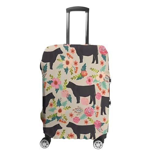 Flower Show Steer Cows Cattle Luggage Cover, Elastic Luggage Protector Fits 19-32in Suitcases, Washable & Anti-Scratch Suitcase Cover for Men Women M
