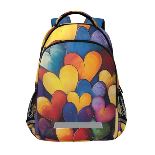 Hearts Kid's Elementary Middle School Backpack for Son Daughter, Age 6-12 Back to School Backpack Bookbag Schoolbag for Boys Girls